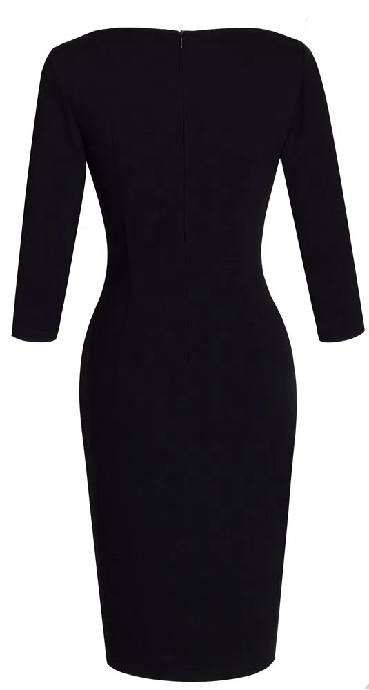 HOMEYEE Vestido Casual Ajustado con Cuello en V y Escote Redondo Grande para Mujer B335