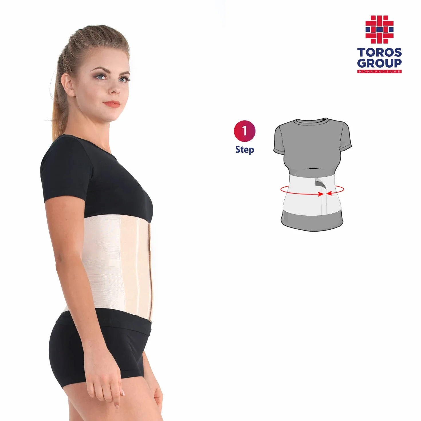 TOROS-GROUP Cinturón elástico postoperatorio abdominal 24cm / Faja postparto y postoperatorio/Apoyo de los músculos abdominales y lumbosacro/Unisex/MEDIUM Beige
