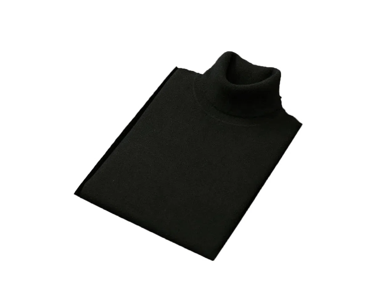 Suéter de cuello alto para hombre, cálido, suelto, color liso, suéter de punto cálido