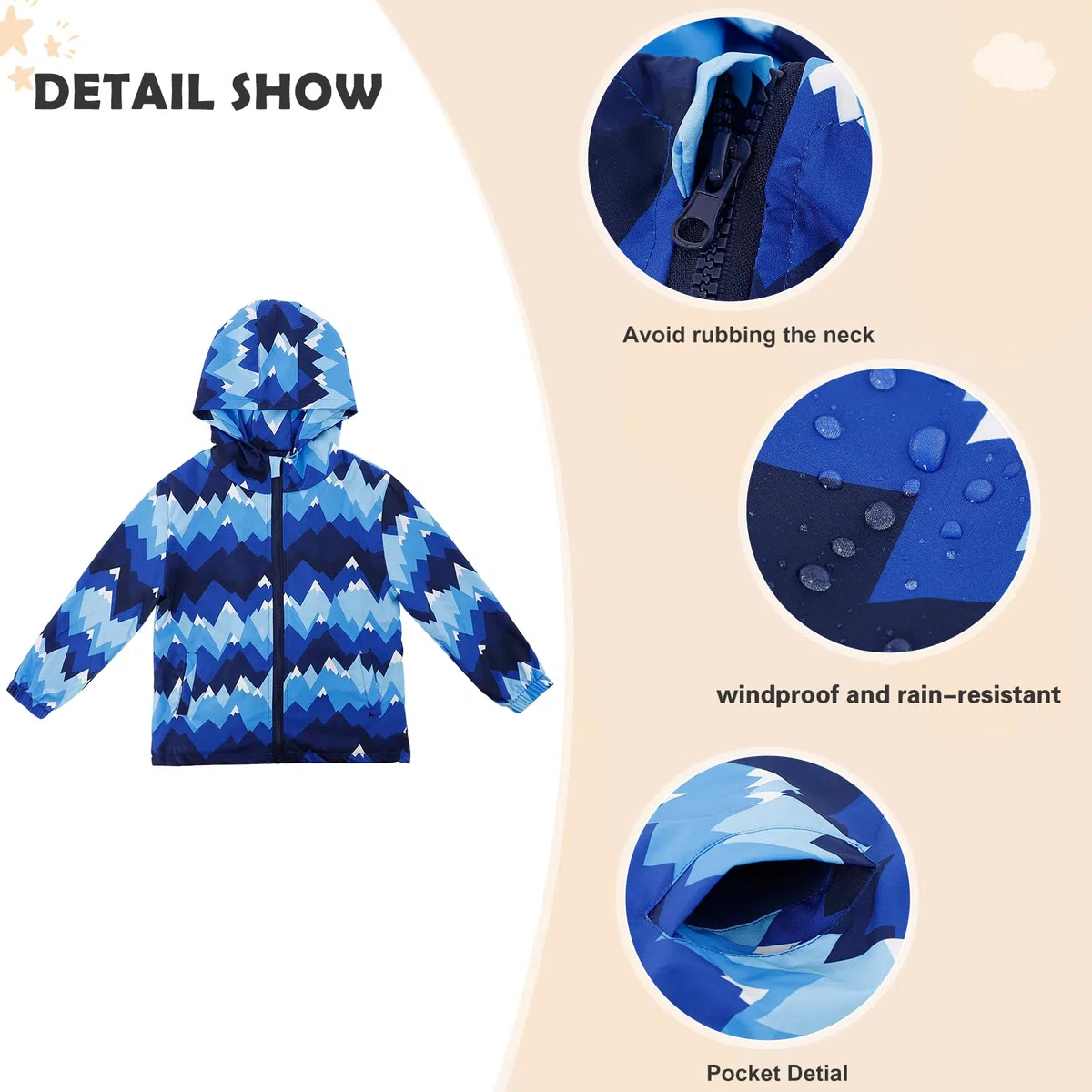 LACOFIA Chaqueta Impermeable para Niños con Forro Polar Cazadora Cortavientos Abrigos Cálida con Capucha Chubasquero Otoño/Invierno para Niños 3~12 años