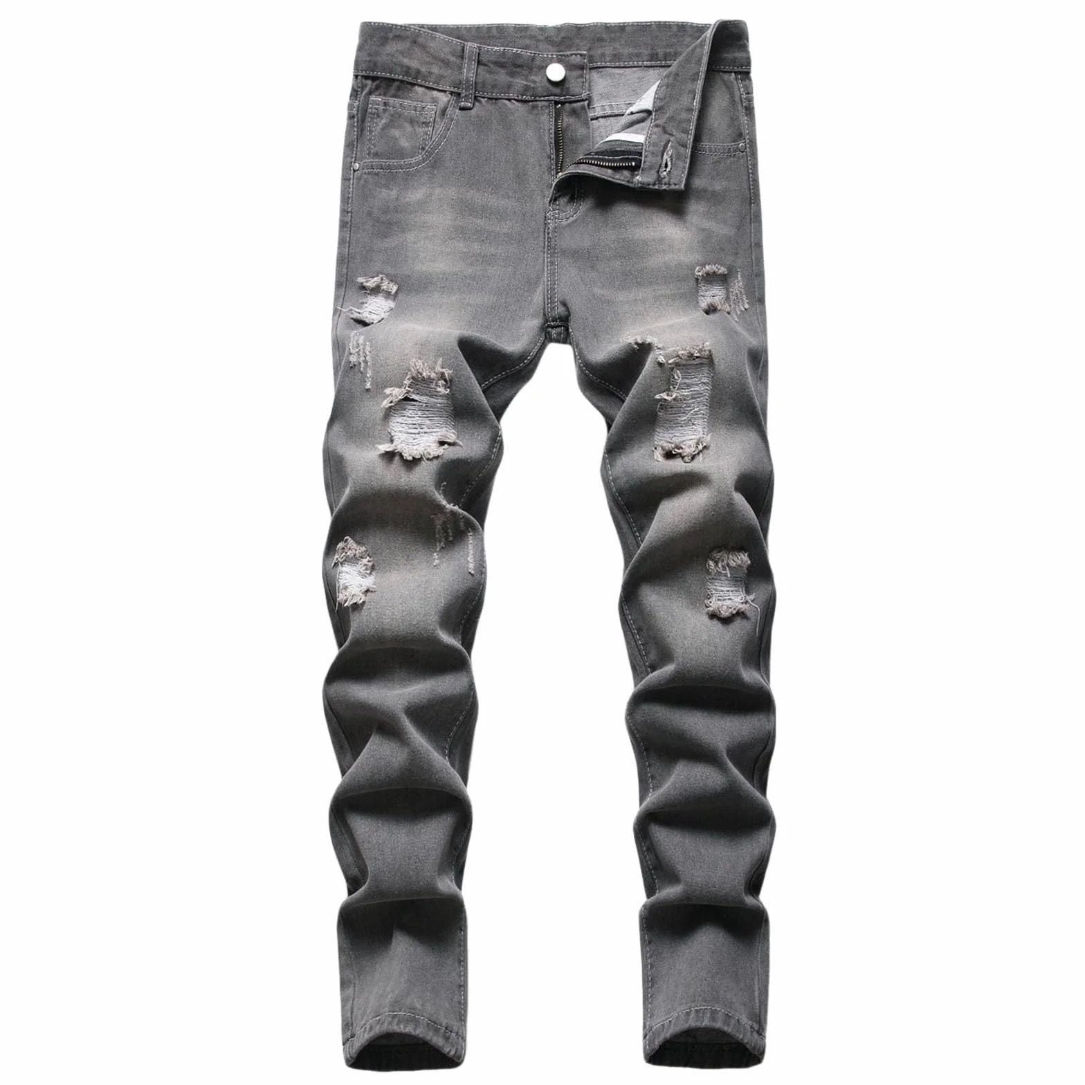 2026 Chicos Skinny Fit Rasgado Desgastado Moda Niños Denim Pantalones Pantalones Negros Pantalones Cortos Chicos