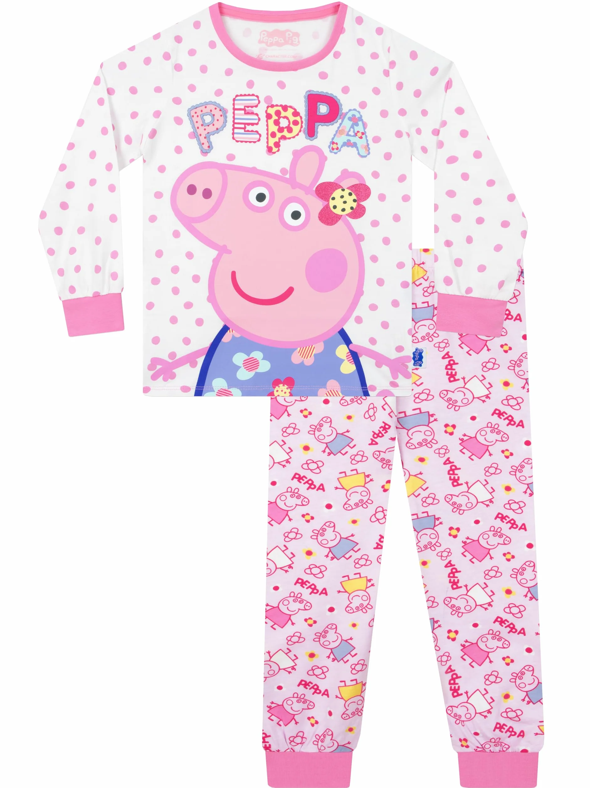 Peppa Pig Pijama Niña | Pijamas Invierno Niñas con Diseño de Flores