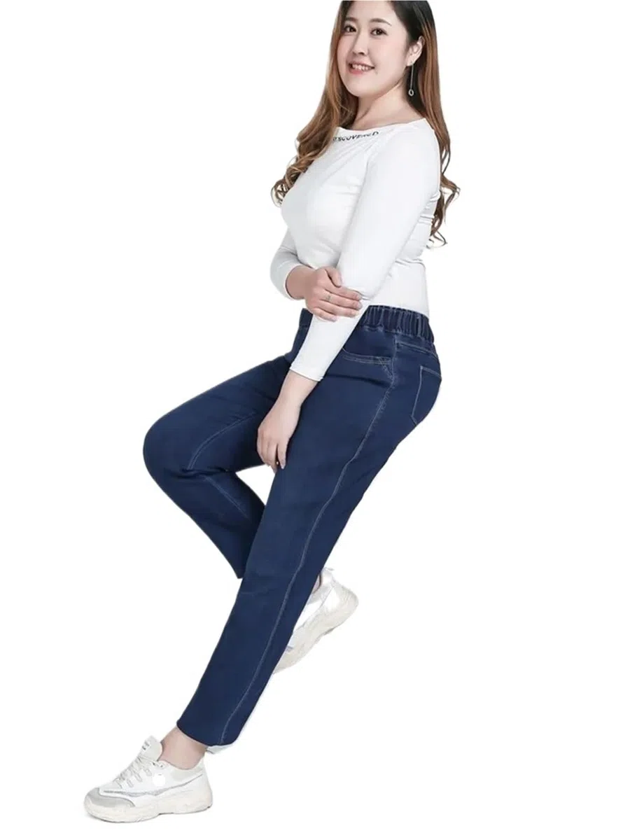 Pantalones Vaqueros elásticos Negros for Mujer, Talla 9XL, Holgados, de Talla Grande, for niña(Black,5XL)
