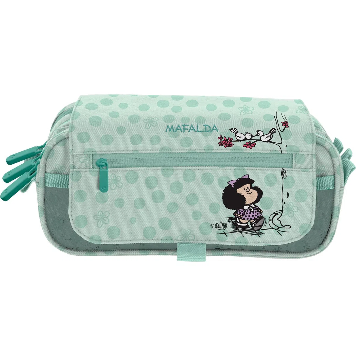 Grafoplas - Estuche Escolar 3 Compartimentos, Mafalda Kids, 23x10x10cm, Solapa con Bolsillo Auxiliar y Horario Escolar Interior, Gran Capacidad para Material Escolar