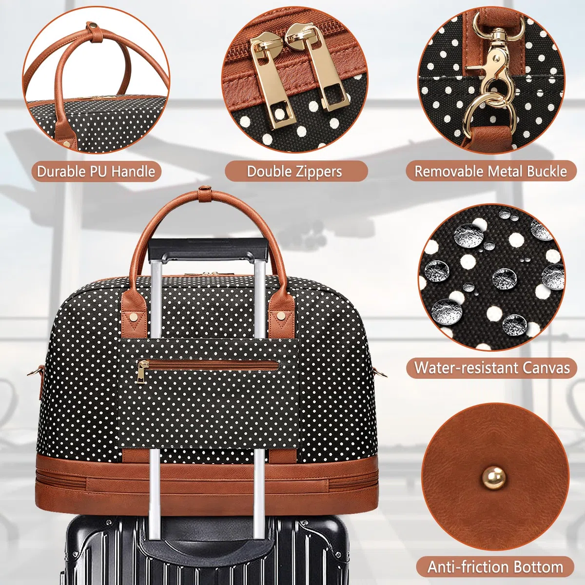 Bolsas de fin de semana para mujer, bolsa de viaje de lona, bolsas de viaje grandes para mujer, bolsa de lona con compartimento para zapatos, perfecto para viajes o uso diario, juego de 3 piezas