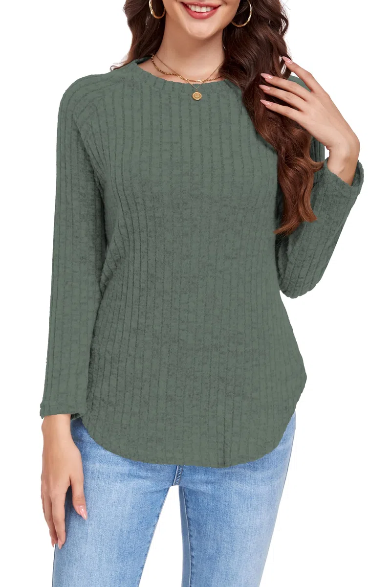 DUOEASE Jersey Mujer Invierno Otoño Cuello Crew Jerséis Elegante Color Sólido Top Mujer Manga Larga