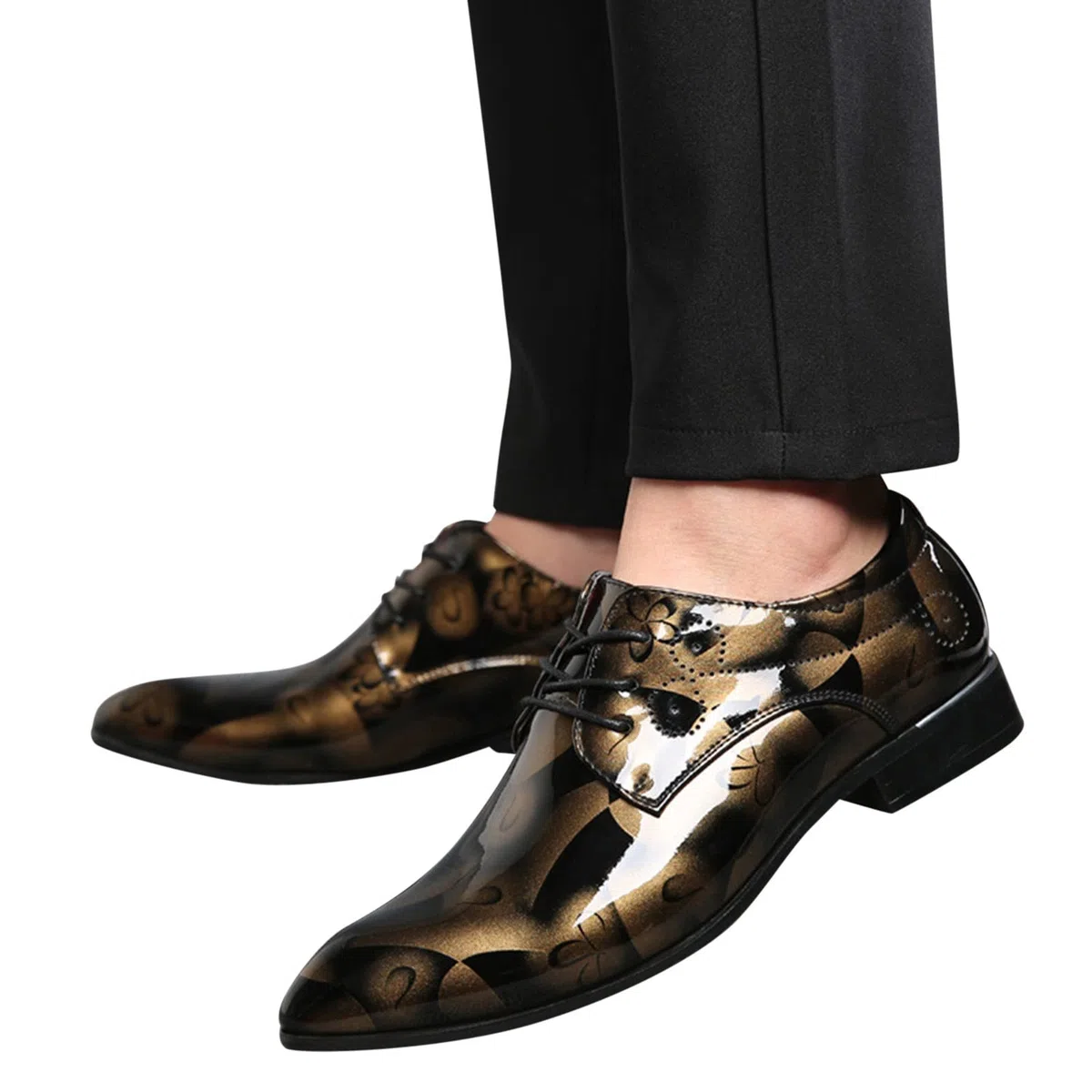 Zapatos de cuero sintético formal para hombre con correa única, zapatos bajos con cordones, zapatos de negocios para hombre