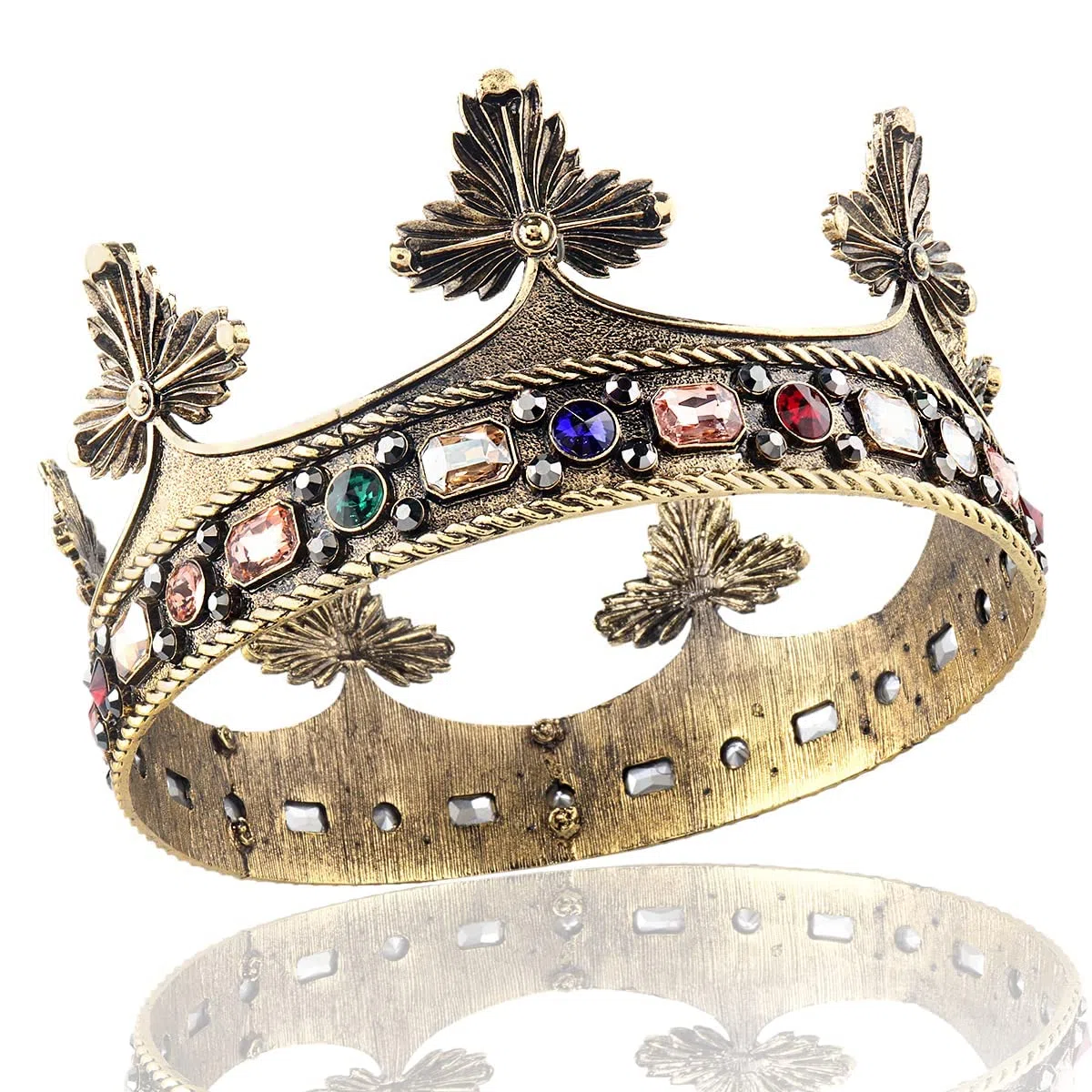 Barroco de los hombres del rey de aleación de gran corona de perlas de cristal real príncipe de las mujeres accesorios para el cabello para la fiesta de cumpleaños de Halloween de disfraces