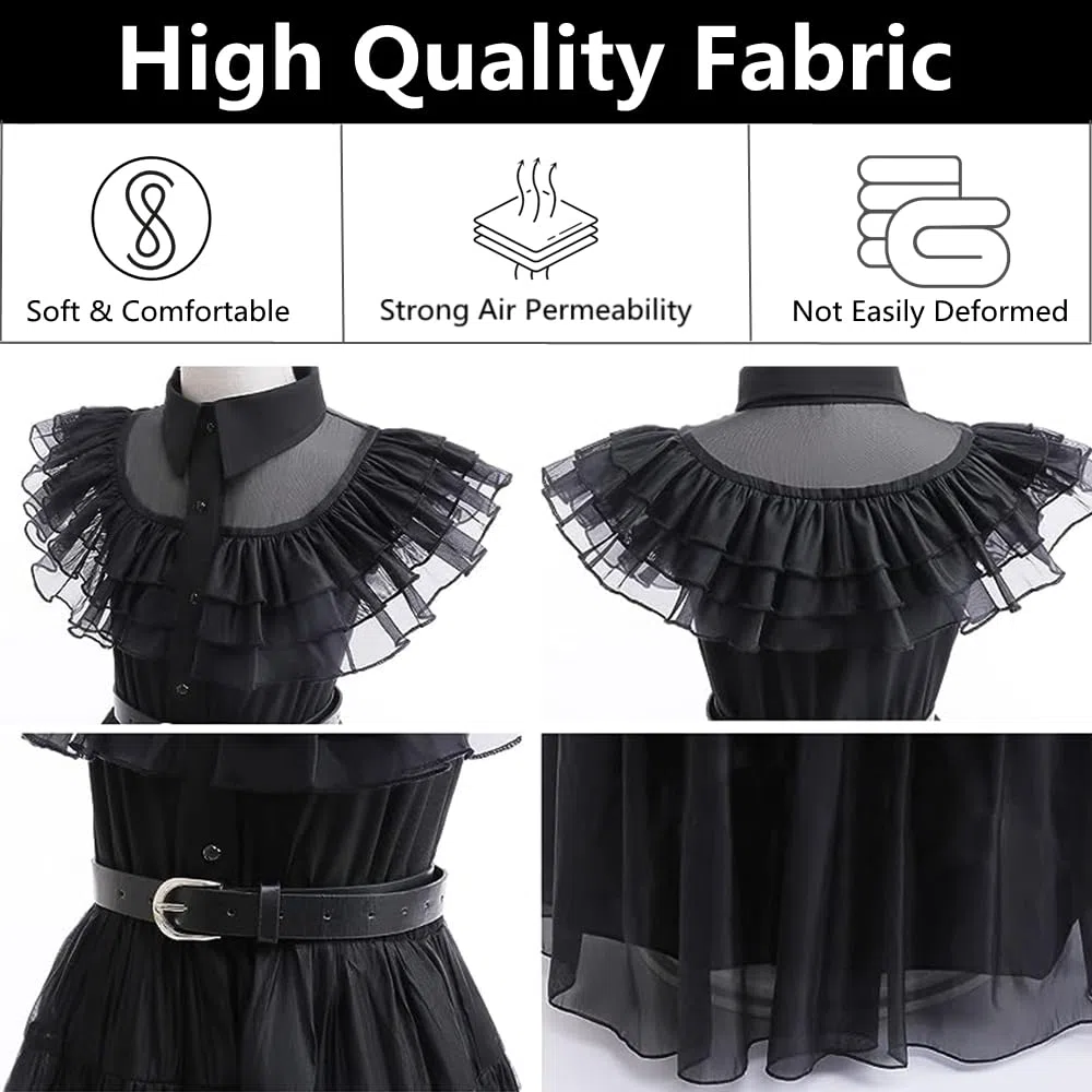 MeYuxg Disfraz de Miércoles para Niñas, Disfraz Miercoles de Carnaval para Niñas, Vestido Addans de Miércoles, Vestido Gótico de Lolita para Niñas, Disfraz Miércoles para Cosplay, Halloween