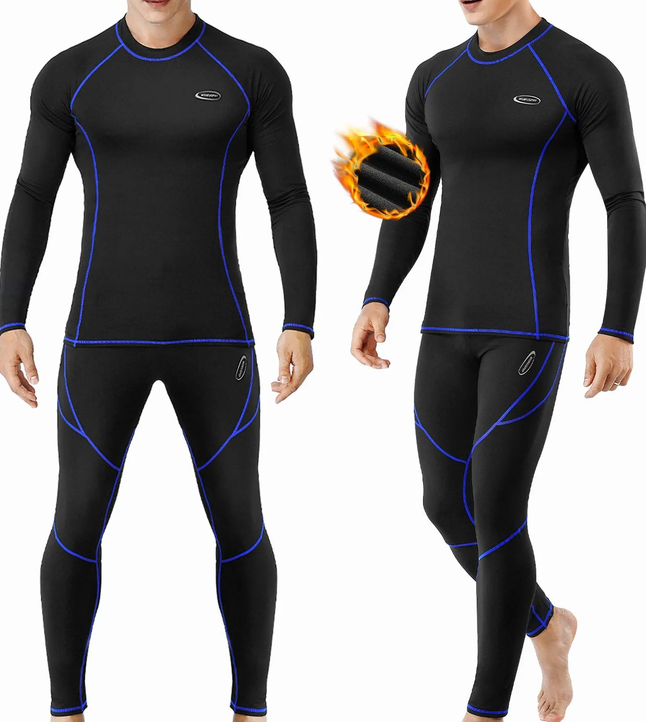 Ropa Interior Térmica Hombre, Camiseta Térmica Hombre Deportes Ropa Interior Funcional Conjuntos Térmicos Termo Invierno Otoño con muy elástica para Running Esquí Montaña Ciclismo Fitness Negro