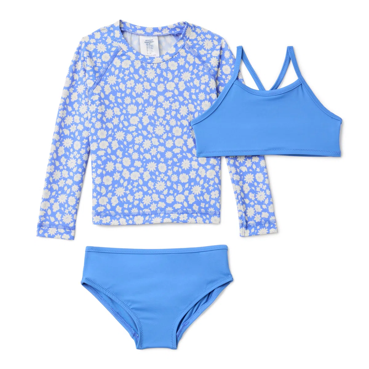 Amazon Essentials Bikini de Tres Piezas con Camiseta Entallada de Manga Larga Niñas