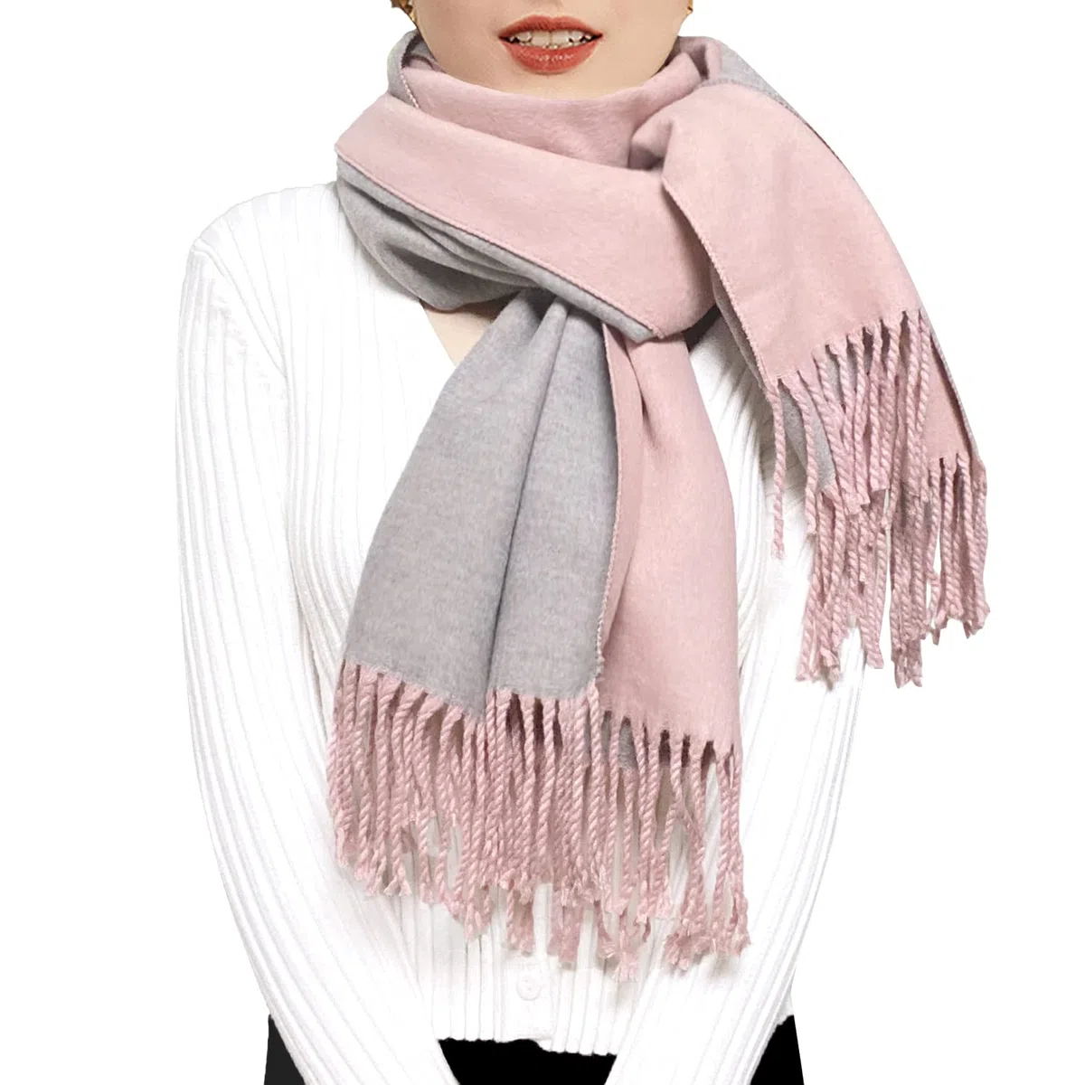 ehsbuy Bufanda de cachemira para mujer, mantones y envolturas de pashmina suaves, reversibles, largas, grandes, cálidas, gruesas, bufandas con borla para bodas, regalos de mujer