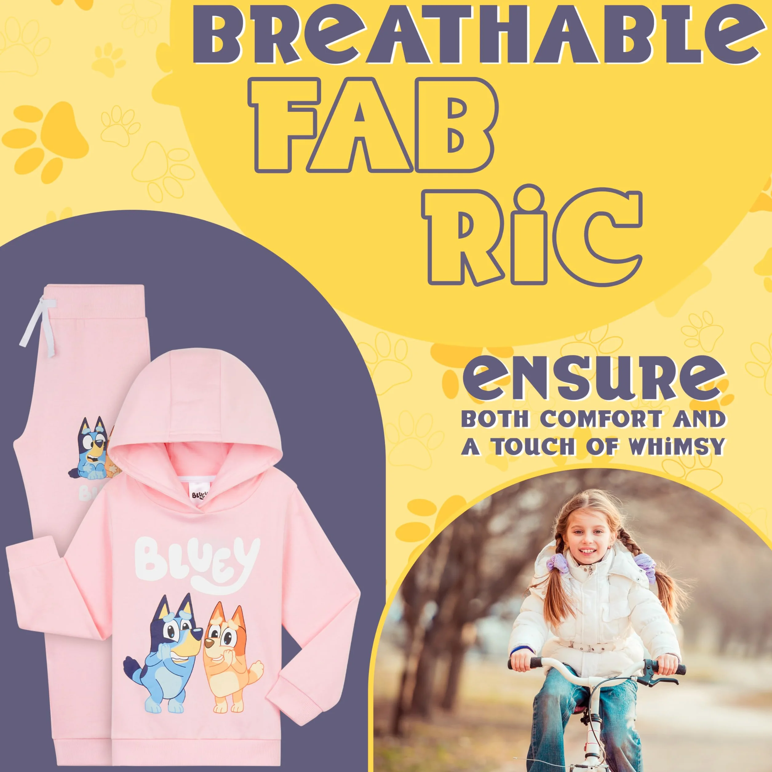 Bluey Chándal Conjunto de 2 Piezas para Niñas, Sudaderas con Capucha y Pantalones
