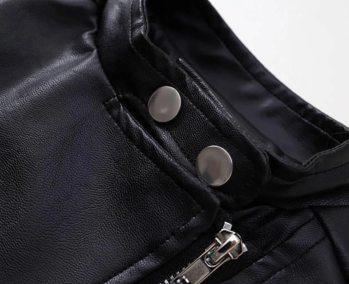 Chaqueta Moto Cuero Sintético para Ni?as Abrigo Ajustado Exteriores A?os