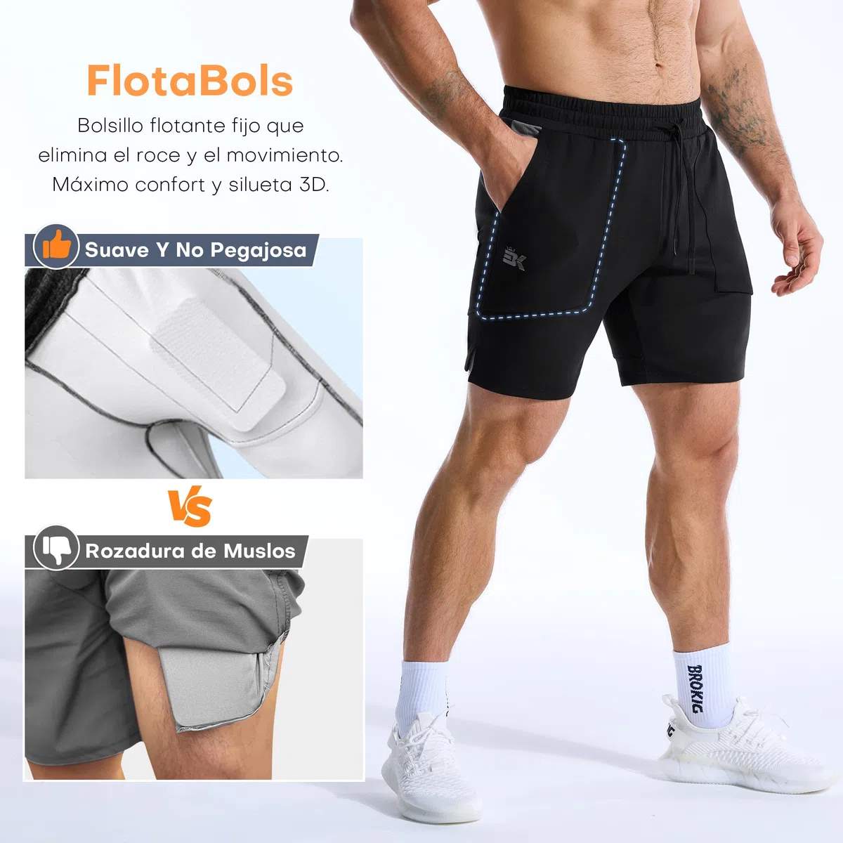 ZENWILL Slim Pantalones Cortos Hombre Gym Pantalon Deporte | Pantalones Cortos Algodon Hombre Bolsillo Cremallera, Pantalón Corto Gimnasio Transpirable, Pantalon Corto Hombre Running
