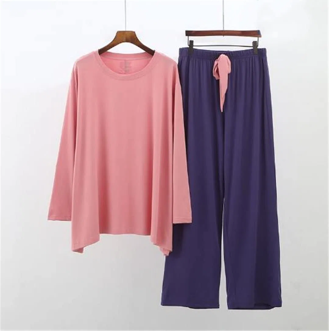 Conjunto de pijama de mujer de color de contraste de algodón cómodo para mujer, Imagen5, talla única