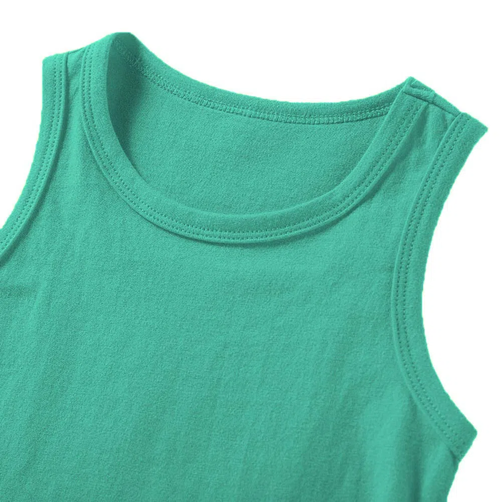 DCUTERQ niño bebé niños niñas sólido Tanque Tops Camisetas Camisetas algodón Verano Chaleco sin Mangas Verde 12-18 Meses