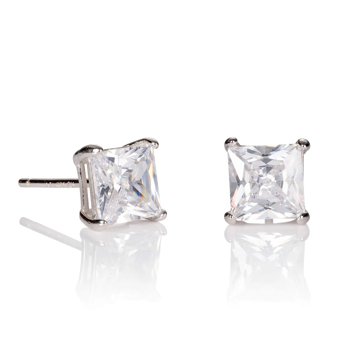 Namana Pendientes Cuadrados de Plata para Hombre, Pendientes de Plata para Hombre con Solitario de 6 mm Circonita Cúbica Cuadrada, Regalo de Joyería para Hombres