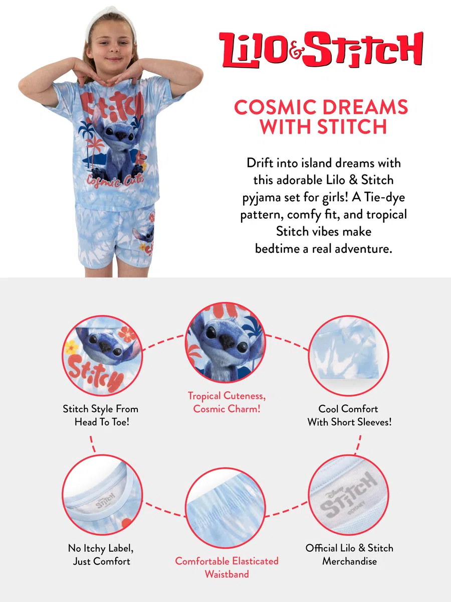 Disney Pijama De Niña Lilo Y Stitch, Pijamas Niña Manga Corta, Set De Pijama Stitch