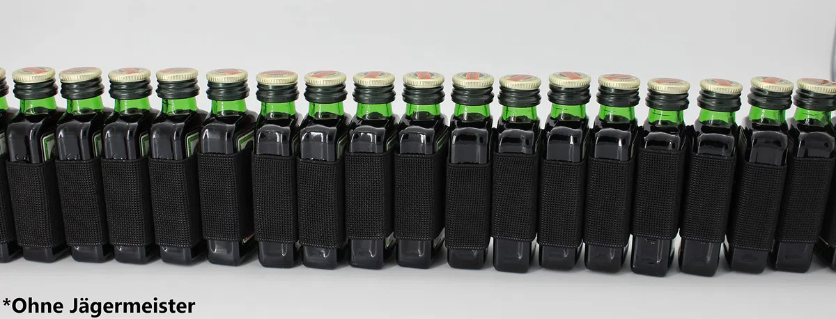 Ravary | Soporte para cinturón de chupito con aldabas M | Cinturón de cartuchos Shot | 25 ranuras | Para Jägermeister | Cinturón de chupito, despedida de soltero, regalo de fiesta, carnaval