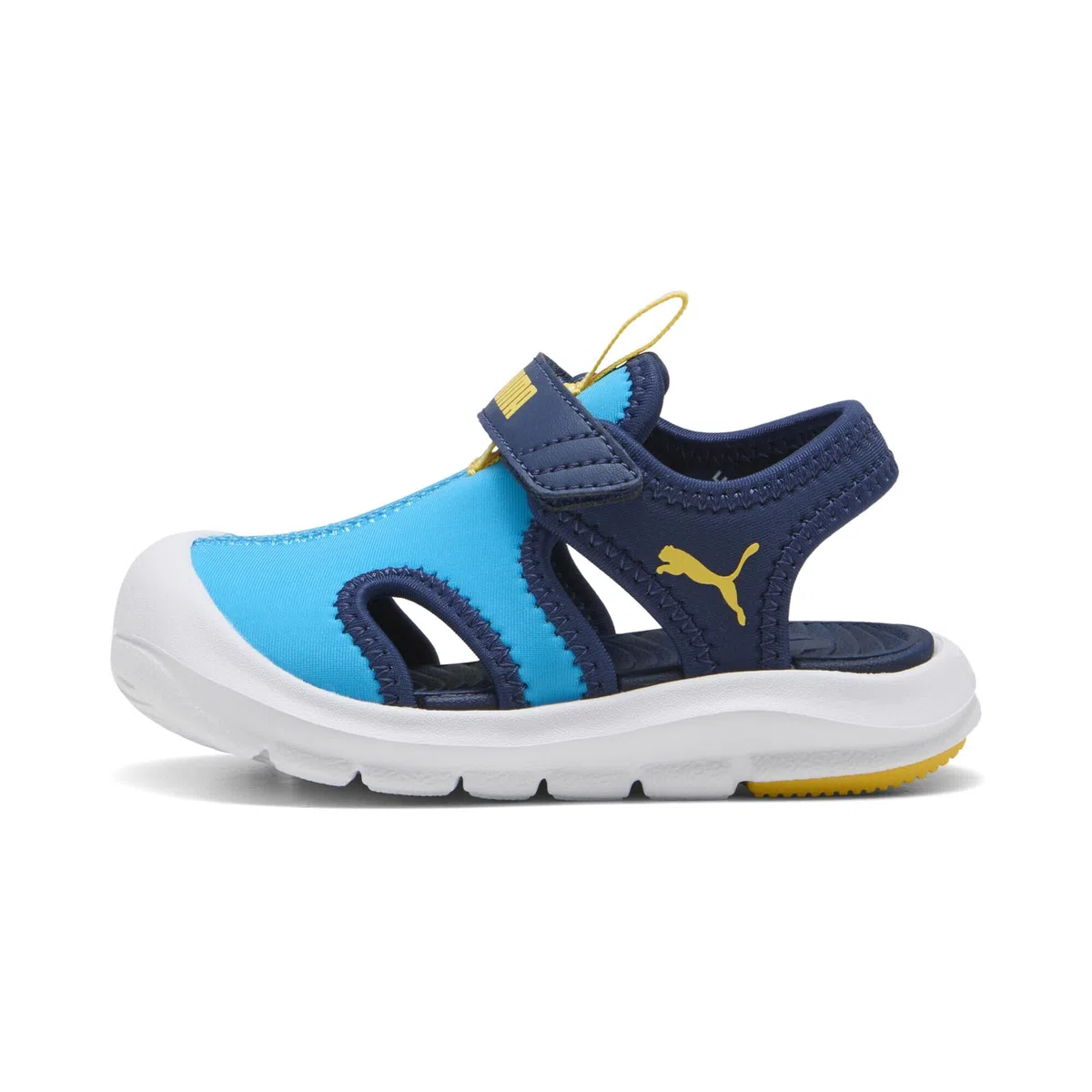 PUMA Fun Racer Sandal V INF, Slide Unisex bebé, Speed Blue-PELÉ Yellow, 19 EU