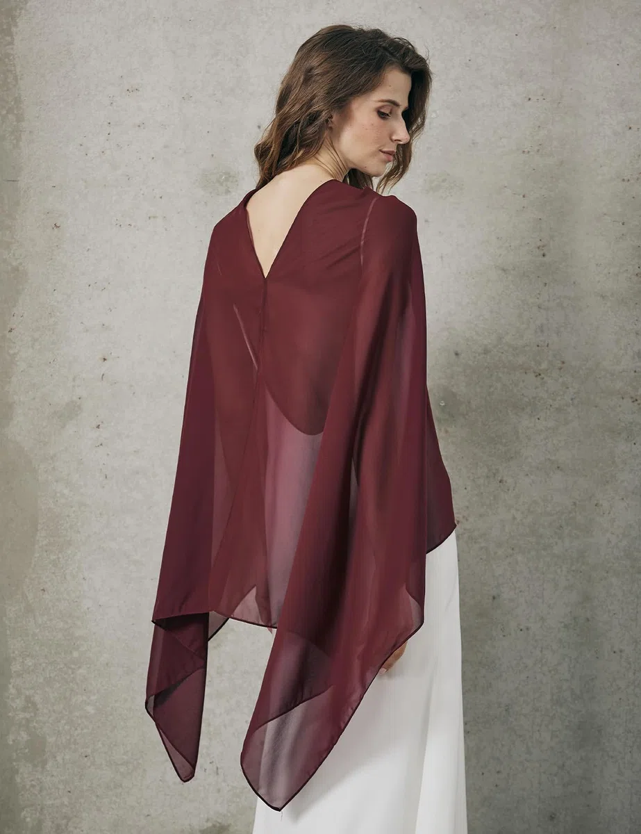 BEAUTELICATE Chal Estola de Gasa Elegante para Mujer Chifón Capa Poncho Ligera para Novias Bodas y Vestidos de Noche
