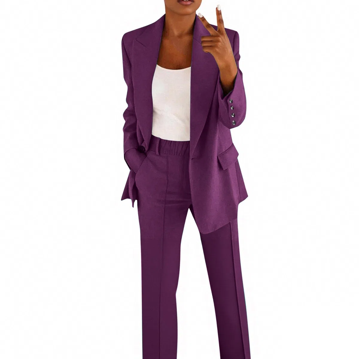 Traje de mujer ligero para negocios, conjunto de blazer, ceremonia formal, color liso, chaquetas y pantalones de oficina, moda con bolsillos, ideal para bodas y fiestas