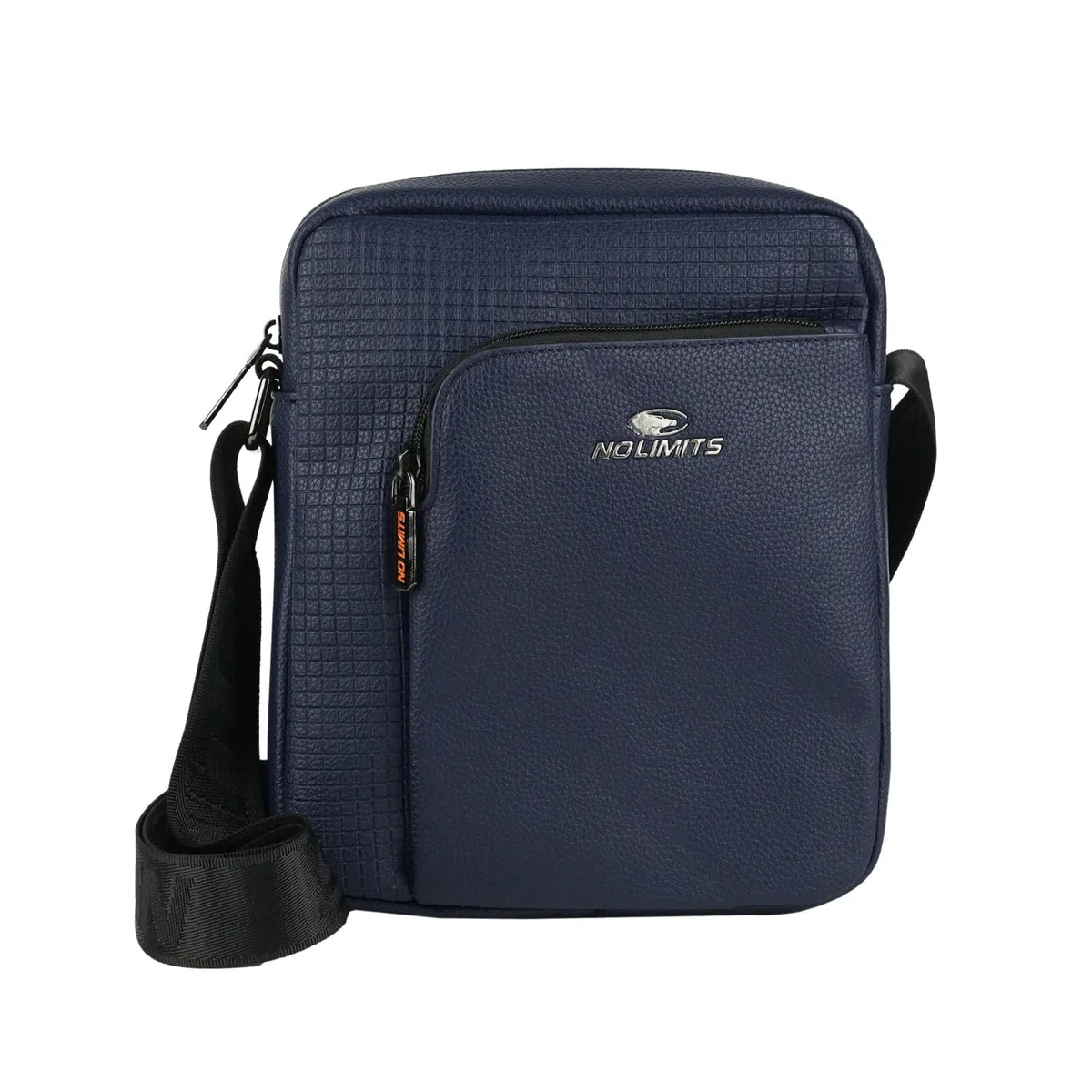 No Limits Bolso de hombre de bandolera ajustable, impermeable, con múltiples bolsillos y forro naranja, piel sintética
