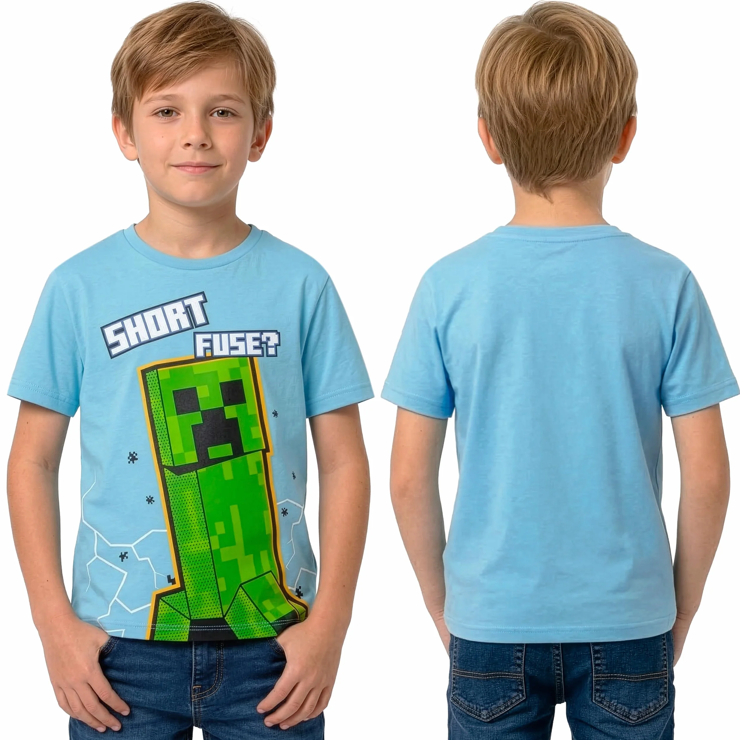 Minecraft Camisetas para Niño, Pack De 3 Camisetas Gaming para Niños, Lote De Camiseta Infantiles