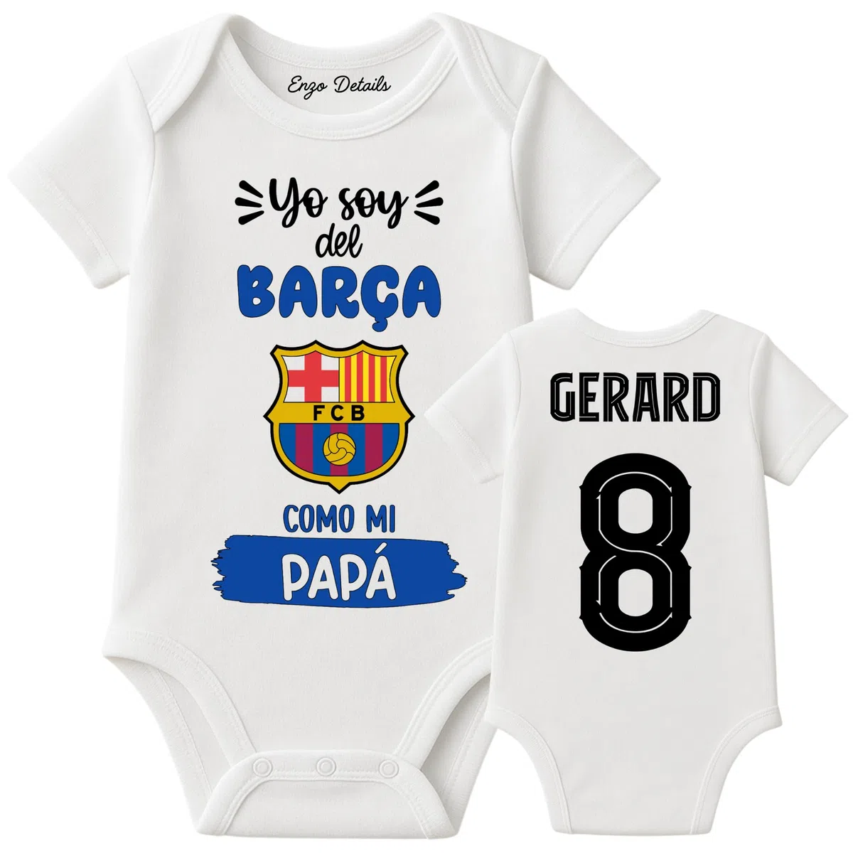 Body bebé barcelona personalizado | 100% Algodón | Personalizado a tu gusto | Manga larga/corta | Regalos para bebés