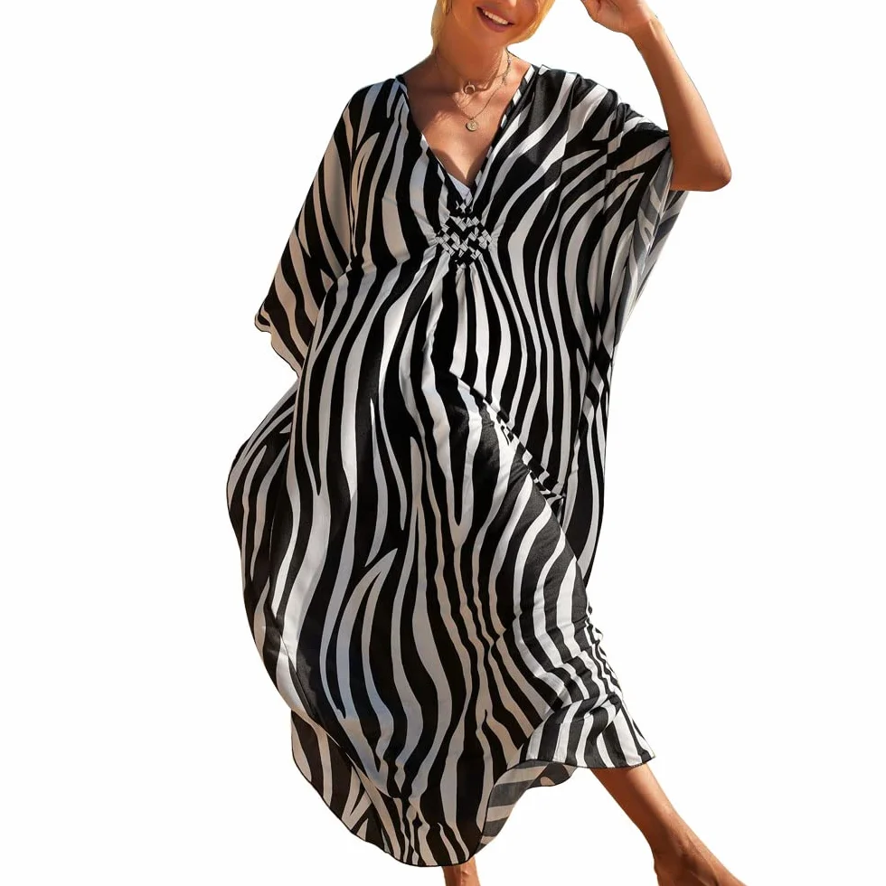 Mujer Kaftan Largo Vestido de Playa Maxi Verano Pareos Bohemio Bikini Cover Up