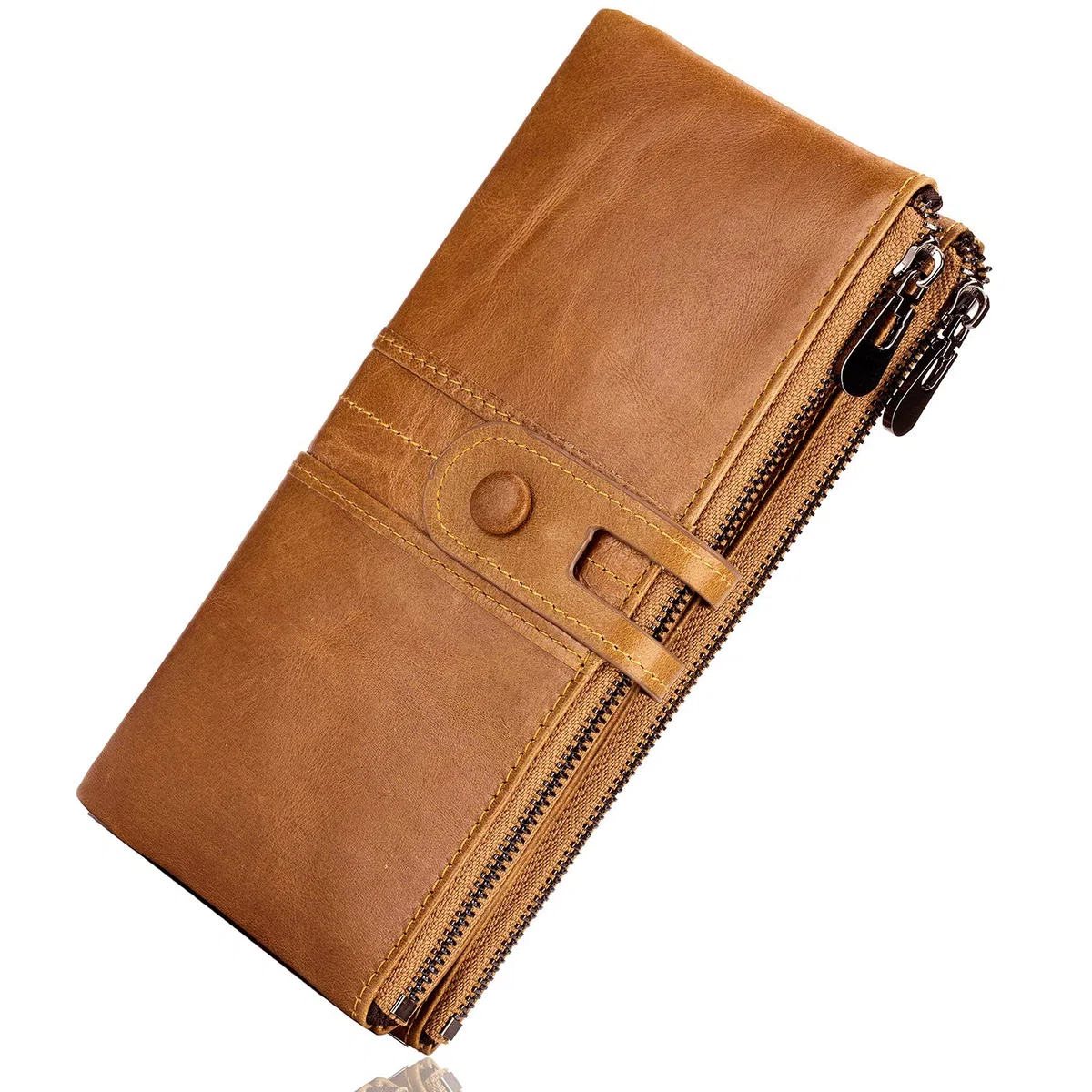 Roulens Cartera de Piel con Cremallera para Mujer con RFID Bloqueo,Monederos para Mujer Cartera de Mujer de Gran Capacidad de Cuero Genuino de Mujer
