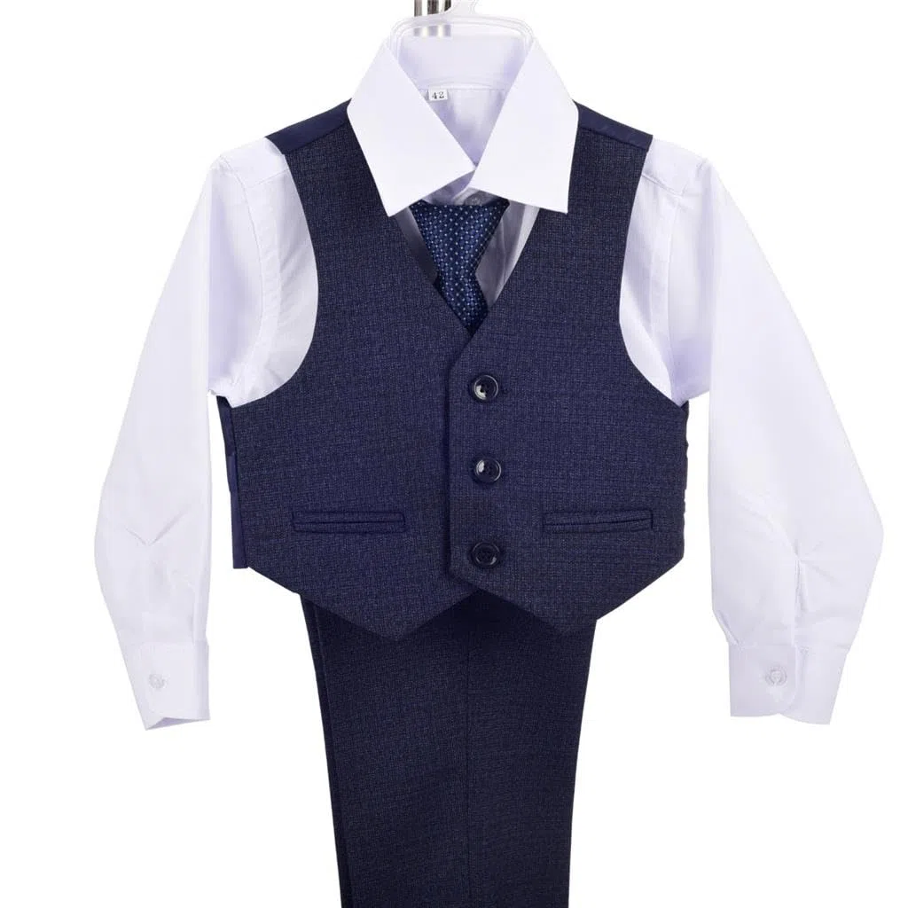 Lito Angels Trajes y Blazers Esmoquin Azul Ceremonia Boda Conjunto Elegantes con Chaqueta y Chaleco para Bebe y Niños Pequeños Talla 1-6 años