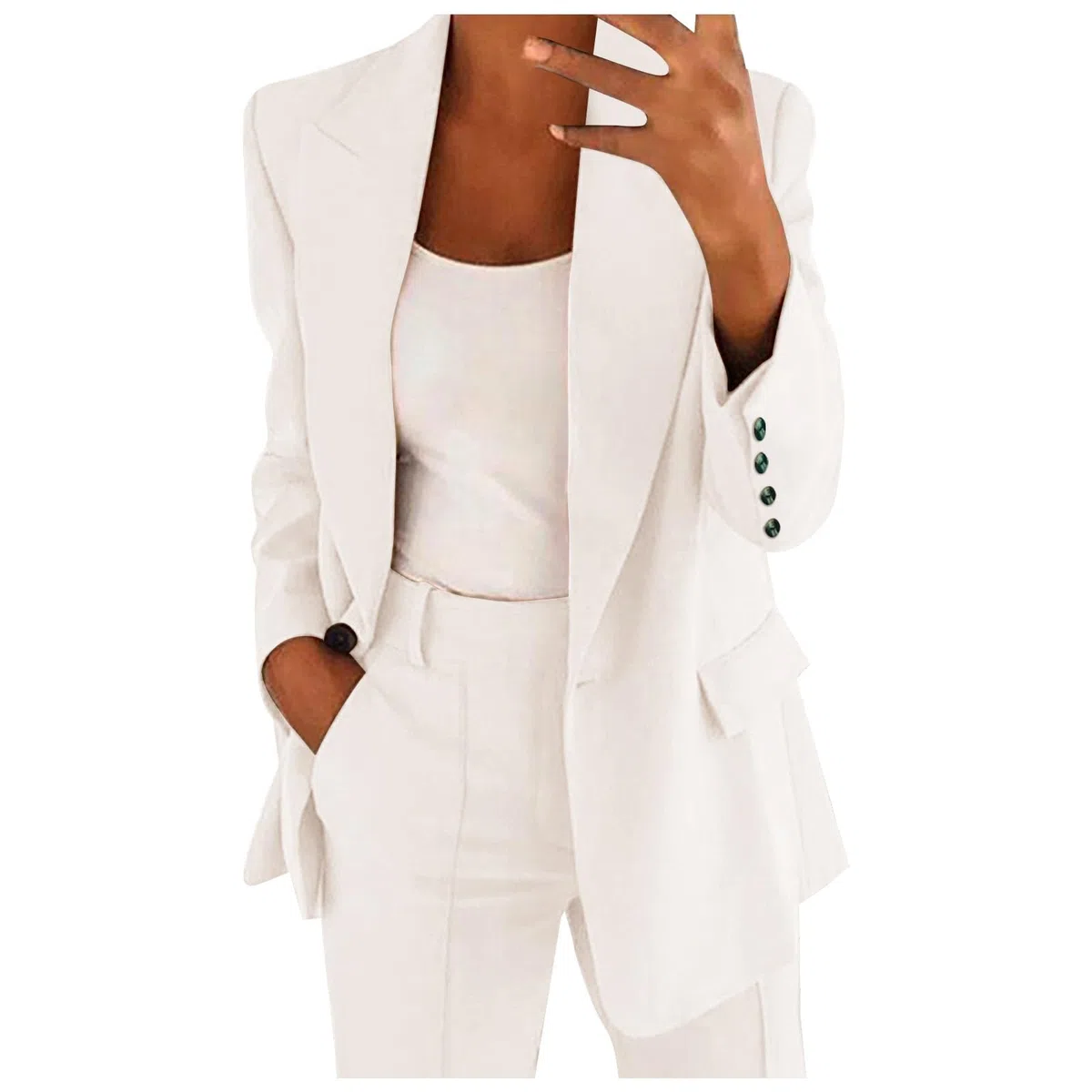 Conjunto de traje de dos piezas para mujer, de oficina, de manga larga, chaqueta de pantalón, corte ajustado, chaqueta, traje para mujer, elegante