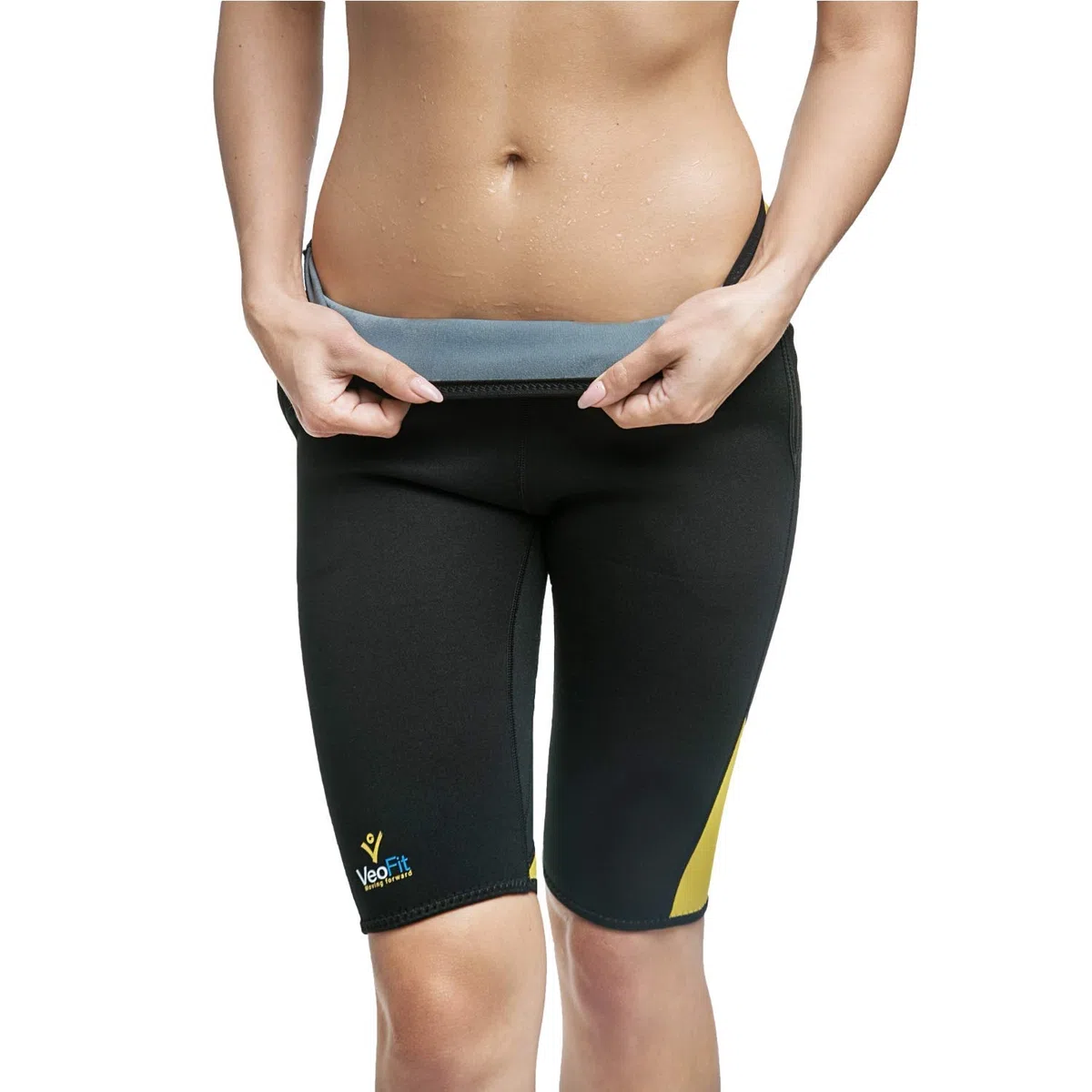 VeoFit Short de Sudoración Adelgazante Objetivo Vientre Llano, Muslos Delgados y Nalgas Tonificadas - OFRECIDOS: Funda + Guía per Ponerse en Forma con Programa Fitness y Consejos Nutrición