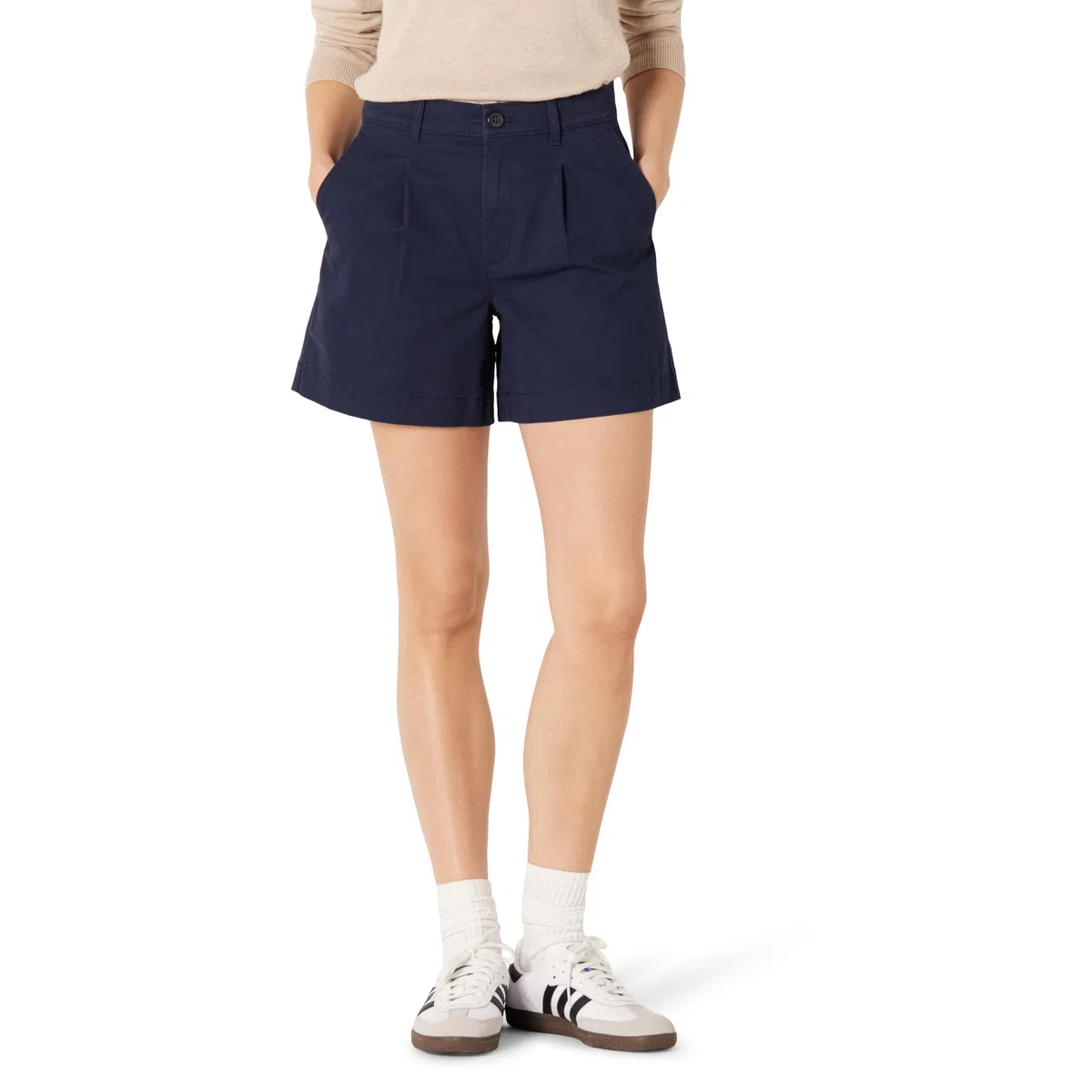 Amazon Essentials Pantalones Cortos de Tiro Alto, Corte Holgado, Cintura Entallada y Parte Trasera Elástica Mujer