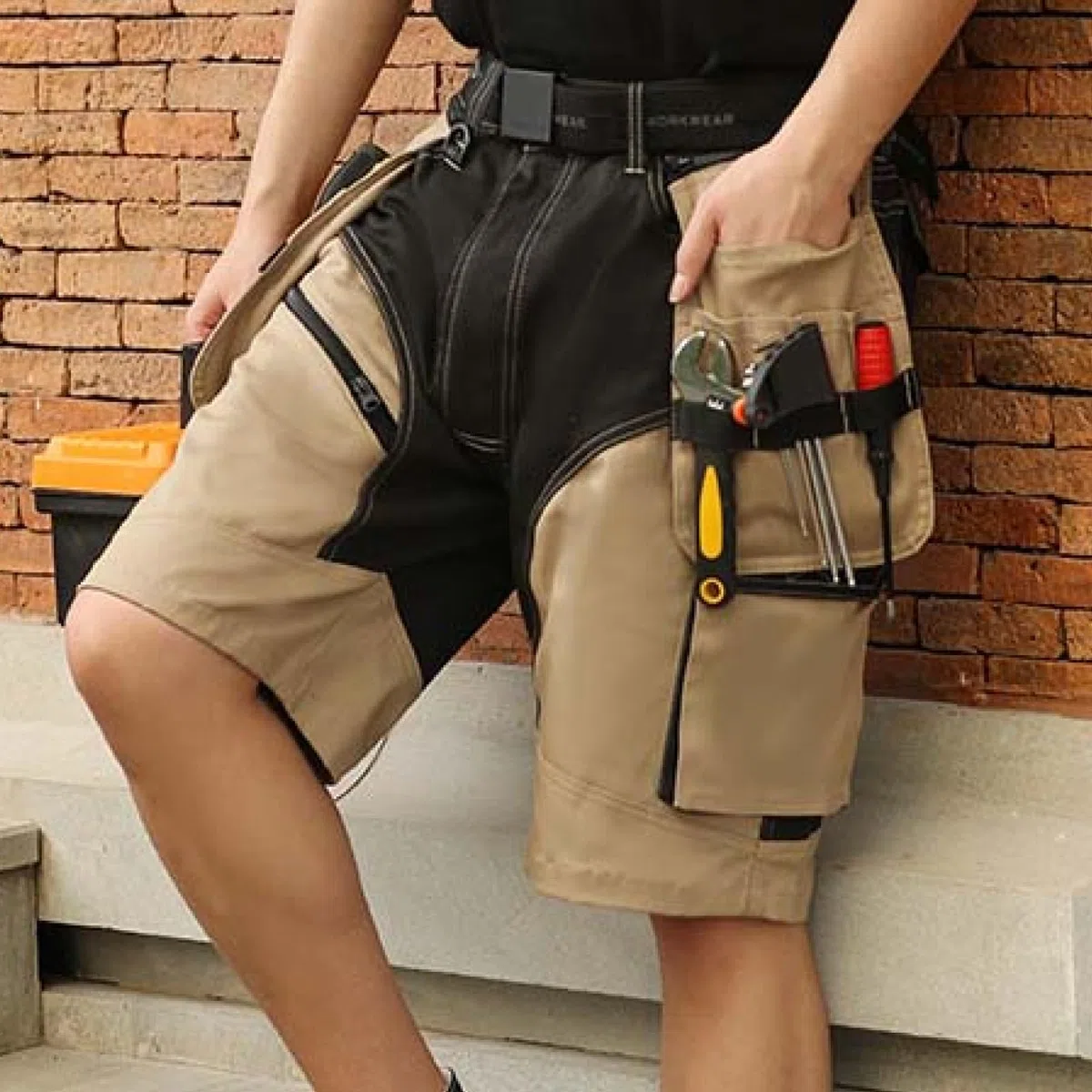 WORK IDEA Pantalones Cortos de Trabajo para Hombre, Pantalones Cortos de Verano Resistentes para Combate, múltiples Bolsillos, Bolsillos Cortos Desmontables