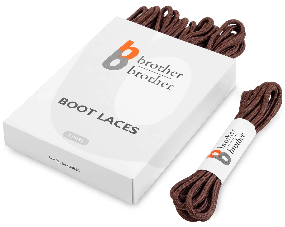 BB BROTHER BROTHER Cordones para botas (5 pares) de cordones redondos resistentes y duraderos para botas de trabajo, senderismo y caminata, Marrón, 55'' Inches (140CM)