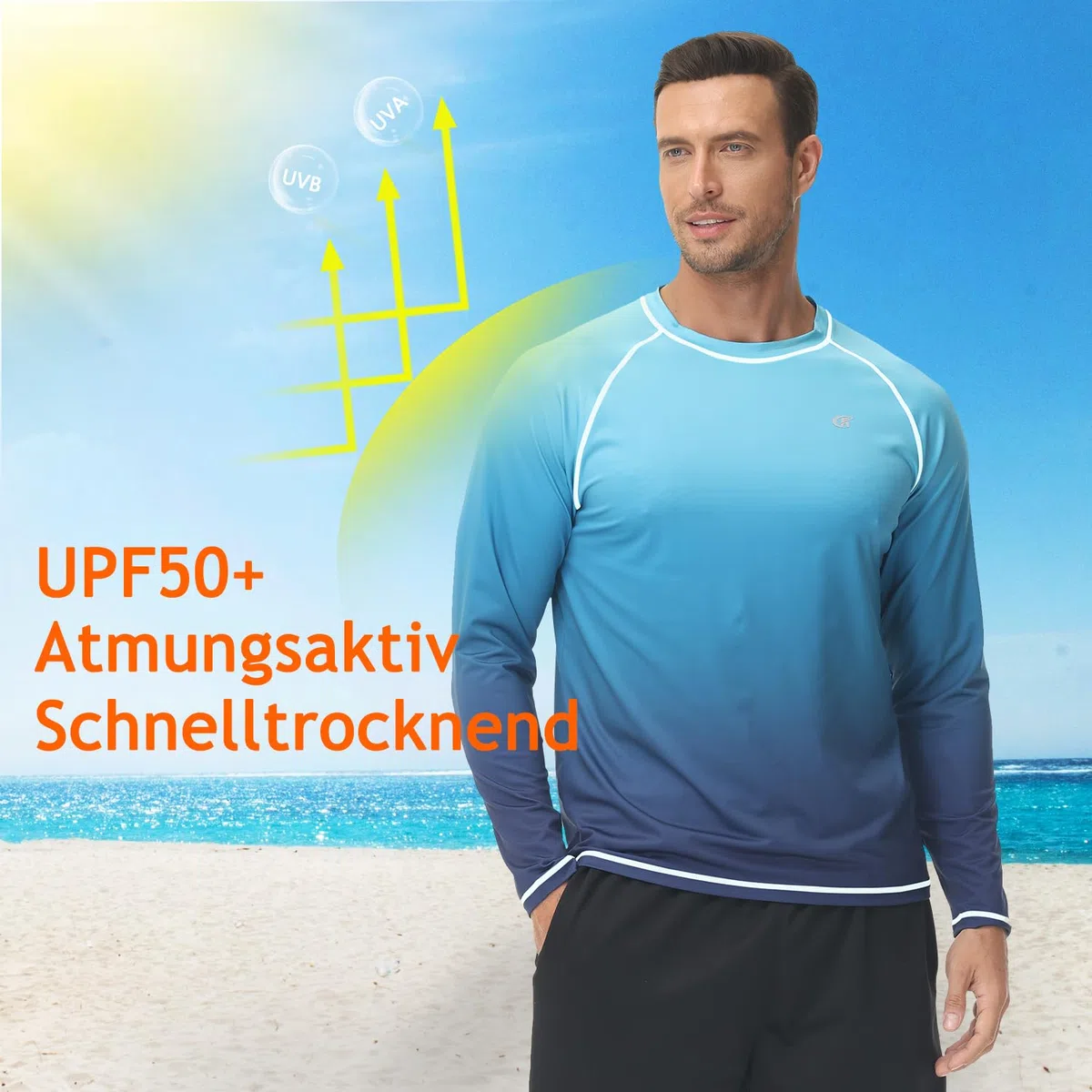 Huayuzh Rashguard Camiseta de natación de manga larga para hombre, de secado rápido, transpirable, para surf, pesca, senderismo