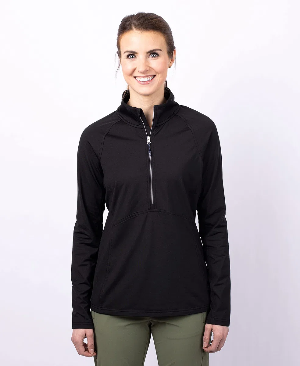Cutter & Buck Long Sleeve Adapt Eco Knit Half Zip Pullover Camisa Mujer (Pack de 1)