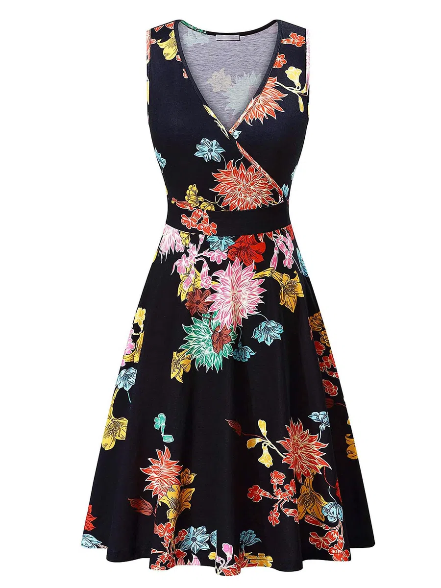 LIAMERHE Vestido Otoño Invierno Mujer Casual Verano Raya Vertical Vestidos Cuello en V Elegante Vestido Largo hasta la Rodilla