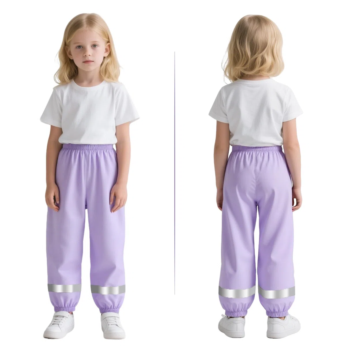 Pantalon Impermeable Niñas Niños Pantalones de Lluvia Ligeros Transpirables Pantalón Barro con Tiras Reflectantes sin Forro Peto de Lluvia Exterior Ciclismo Escuela para Infantil 1-10 años