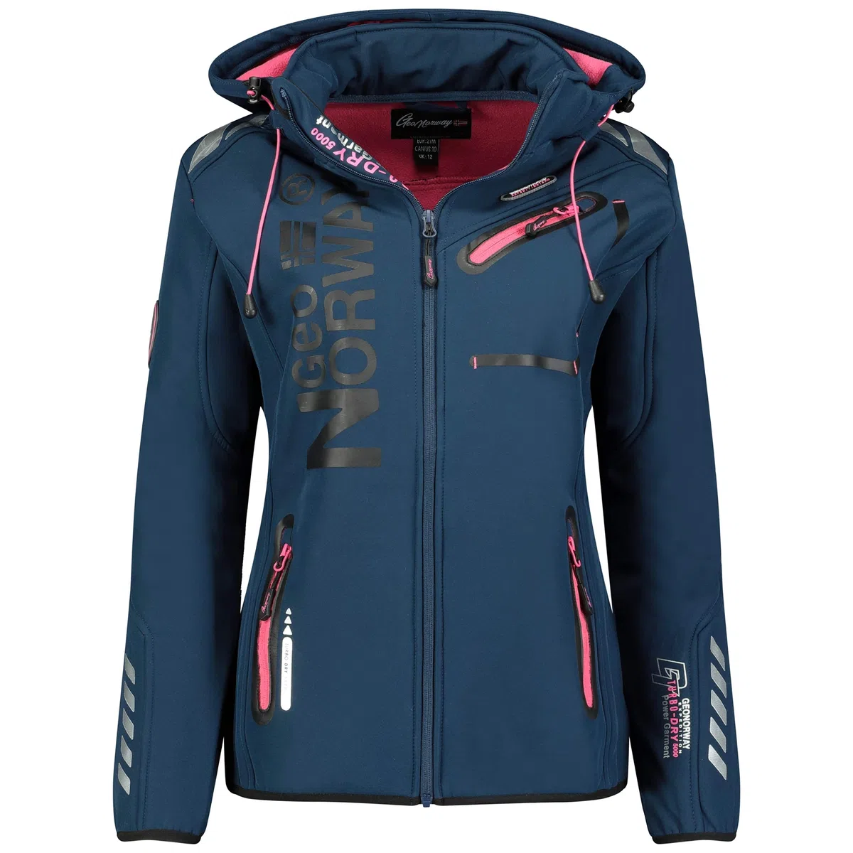 GEO NORWAY REINE LADY - Chaqueta Softshell impermeable mujer - Chaqueta capucha Transpirable - Chaqueta cremallera resistente invierno - Actividades aire libre Senderismo