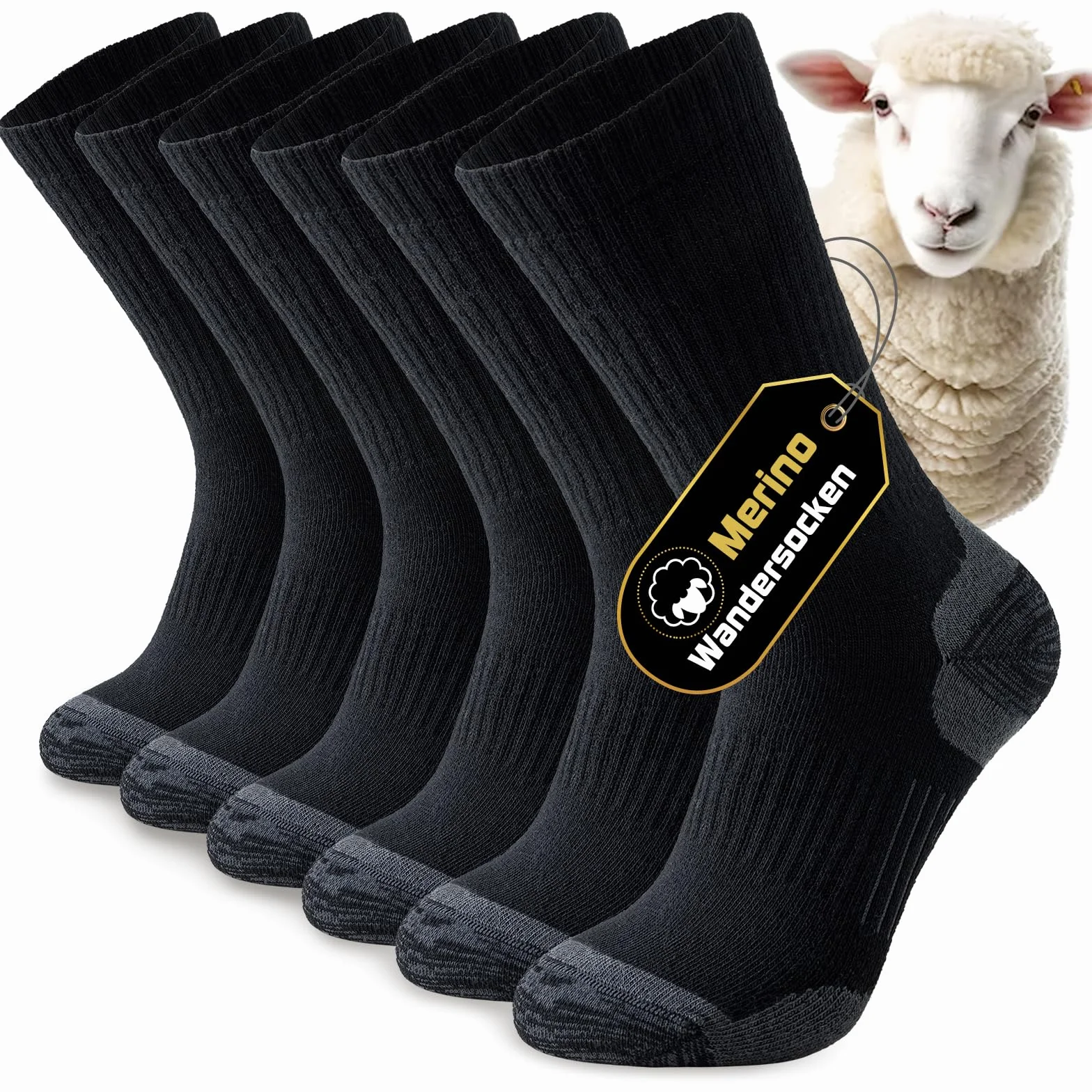 Niorasen Calcetines Lana de Merino Hombre Mujer，Calcetines Antiampollas Senderismo, Calcetines Termicos de Invierno para Trekking, Ciclismo, Trail Running, Camping, 3 Pares