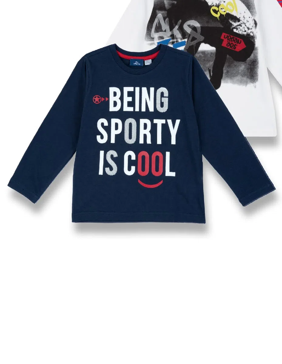 Chicco, Conjunto de 3 Camisetas Niño, Camisetas Niño de Manga Larga de Algodón, Designed in Italy