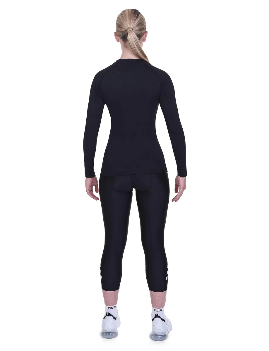 TCA Mallas de Ciclismo Acolchadas 3/4 para Mujeres, Cintura Alta, Transpirables, con Bolsillos, Antideslizantes y de Secado Rápido