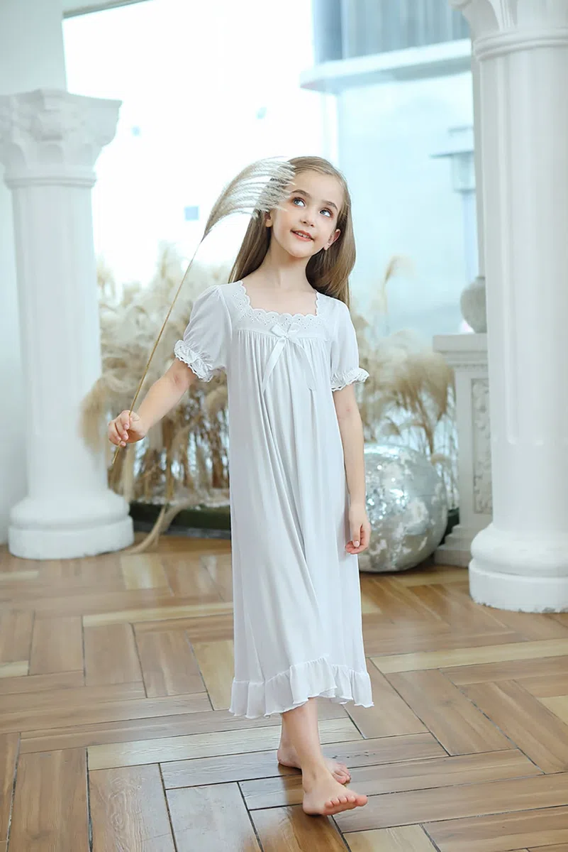 Verve Jelly Camisones para niñas, ropa de dormir de manga corta, cómoda camisa de dormir de princesa, vestido de pijama, vestido de dormir para niña pequeña