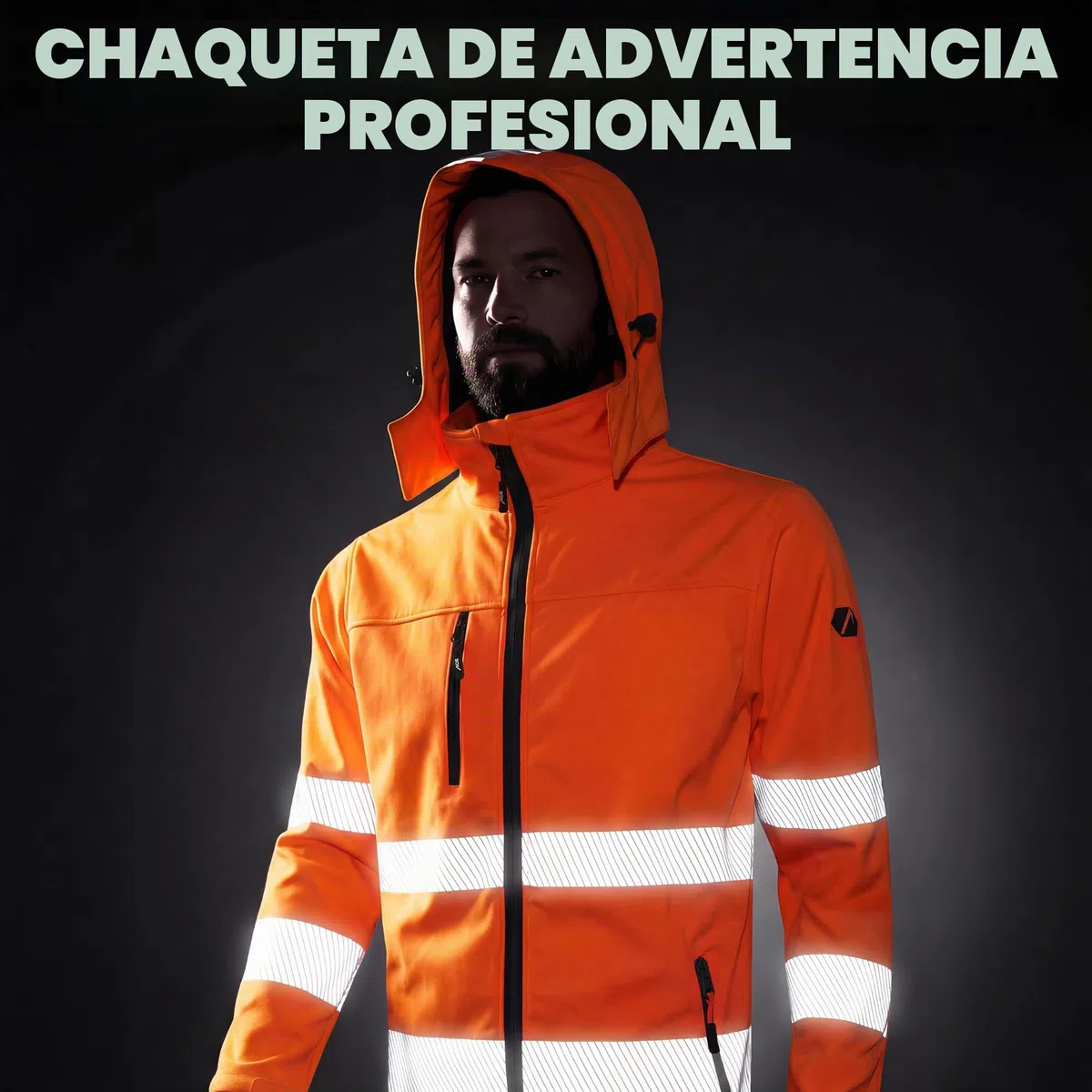 ACE Neon Lite Chaqueta de alta visibilidad - chaqueta softshell de advertencia incl. reflectores y capucha desmontable - EN ISO 20471 - Naranja
