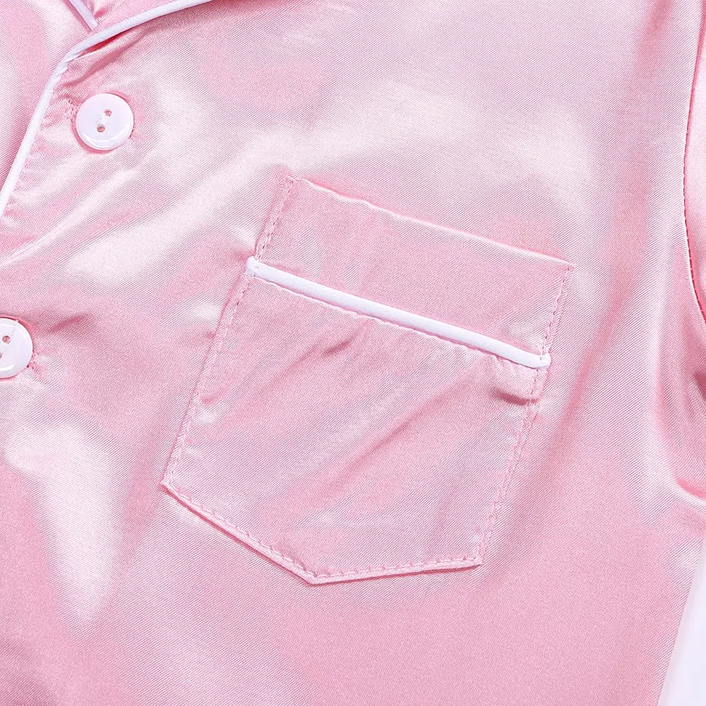 Verve Jelly Conjunto de Pijamas de satén para bebés y niños pequeños Pantalones de Manga Corta con Botones Ropa de Dormir para niñas y niños Ropa de Dormir