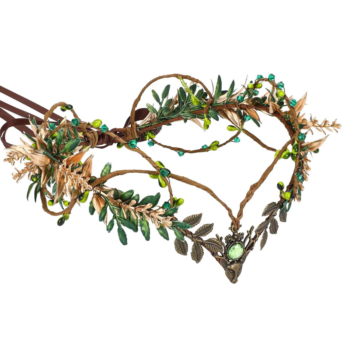 MOSTORY Corona de hadas de flores del bosque para cosplay, renacentista, Halloween, mujeres